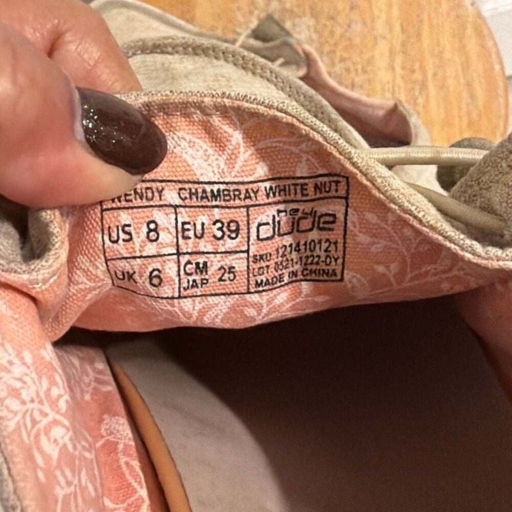 Hey Dude Women's Wendy Chambray White Nut Slip-On Casual Shoes - Picture 6 of 10